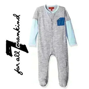 7 For All Mankind 3-6M Layered Baby Boys' Footie